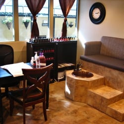 Pure Essentials Day Spa - Manicure & pedicure stations overlook the peaceful garden patio.