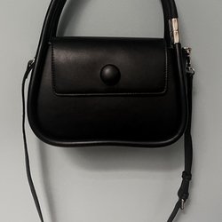 Pema NY - Black Handbag by Mellie Bianco made of recycled vegan leather  Comes with strap that you can put on   PETA approved