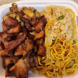 Chinese Gourmet Express - Two items(mushroom chicken and mandarin chicken) with half and half.