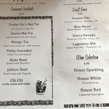 Trader Vic's - Happy Hour Menu - Hawaiian Near Me - Emeryville, California Trader Vic's - Happy Hour Menu - Hawaiian Near Me - Emeryville, California