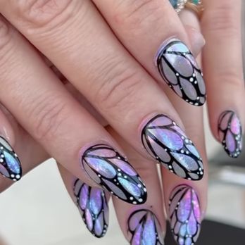 Arcadia Nail Bar - Acrylic full set with butterflies design - Nail Salons Near Me - Phoenix, Arizona