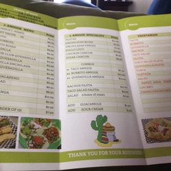 2 Amigos Mexican Fast Food - Menu