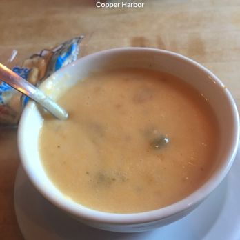The Pines Restaurant - Wisconsin cheese soup (yum) - New American Near Me - Copper Harbor, Michigan