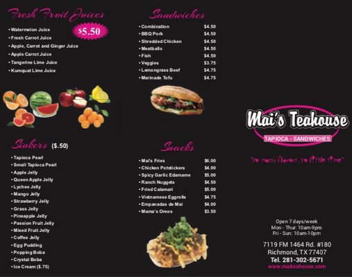 Menu photo 4 Mai's Teahouse Richmond, TX