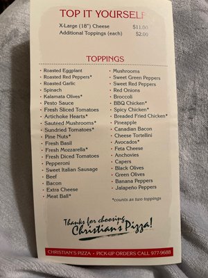 Menu photo 1 Christian's Pizza Charlottesville, VA Menu photo 1 Christian's Pizza Charlottesville, VA