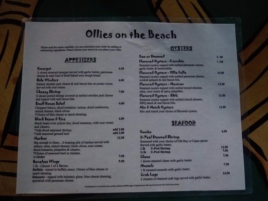 Menu photo 7 Ollie's on the Beach Hudson, FL