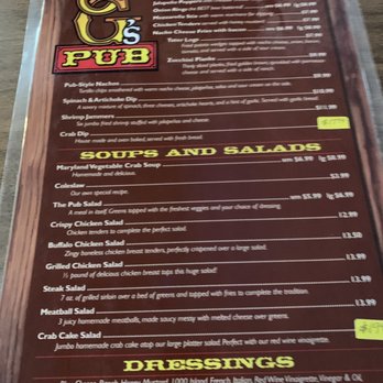 JG's Pub - Menu side one - New American Near Me - Oakland, Maryland