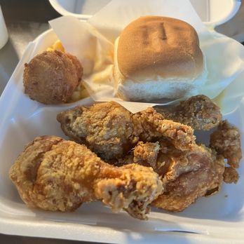 Maryland Fried Chicken - 3legs 2sides. Corn fritters roll - American Near Me - Myrtle Beach, South Carolina Maryland Fried Chicken - 3legs 2sides. Corn fritters roll - American Near Me - Myrtle Beach, South Carolina