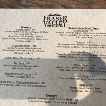 Fraser Valley Distilling - Menu food - Distilleries Near Me - Fraser, Colorado Fraser Valley Distilling - Menu food - Distilleries Near Me - Fraser, Colorado