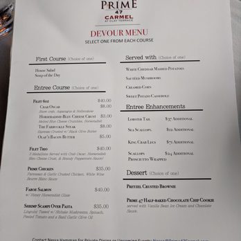 Prime 47 Carmel - Restaurant week 2019 Devour Indy menu. - Steakhouses Near Me - Carmel, Indiana Prime 47 Carmel - Restaurant week 2019 Devour Indy menu. - Steakhouses Near Me - Carmel, Indiana