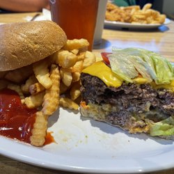 Chat N Chew - The George burger with French fries and sweet tea