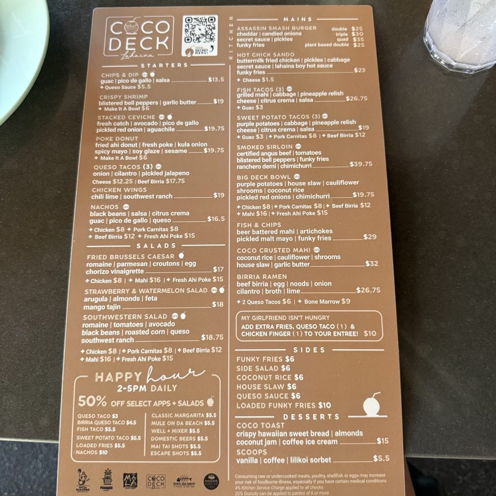Coco Deck - Menu (5/26) - Mexican Near Me - Lahaina, Hawaii