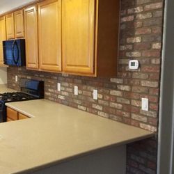 Urban Element - Thin brick backsplash.