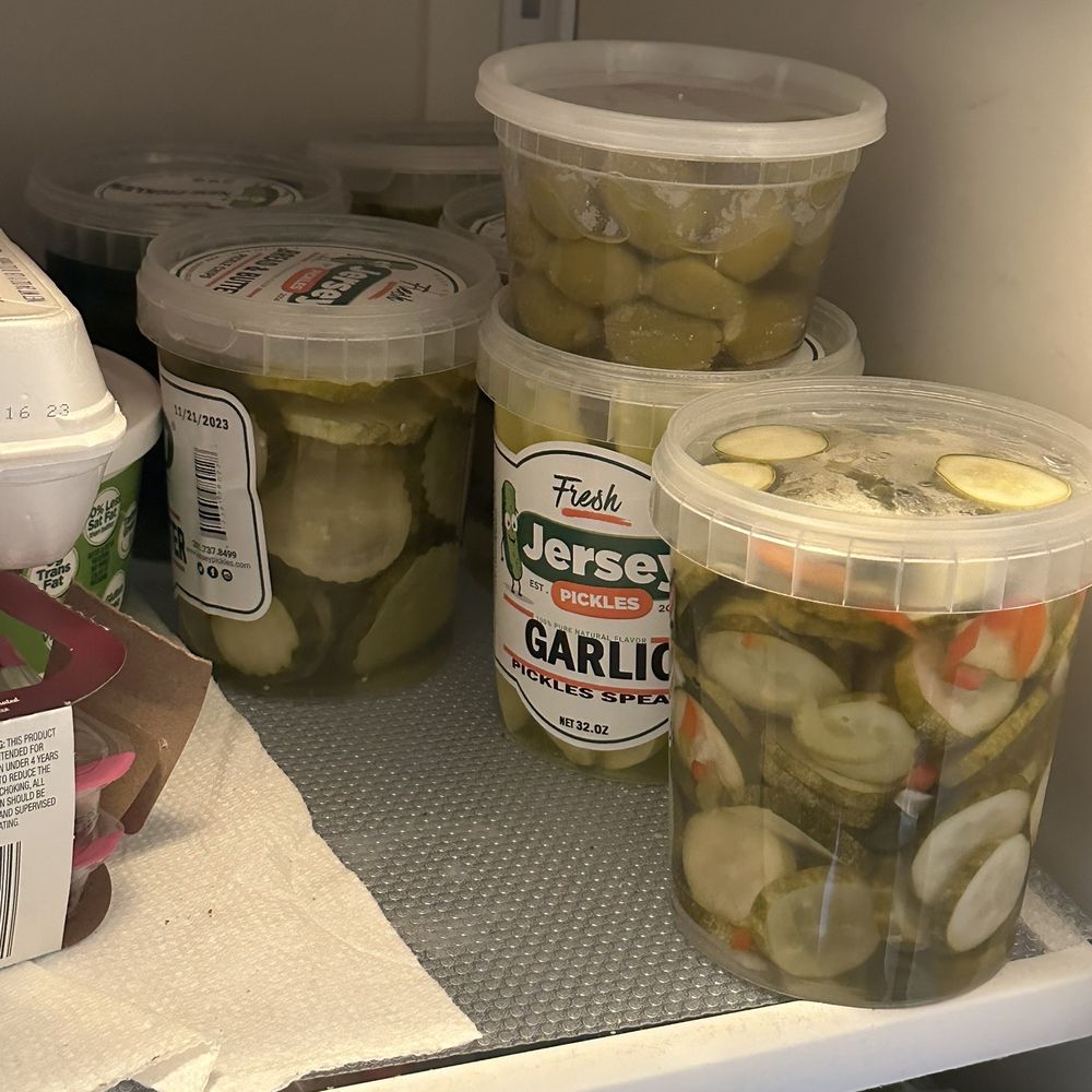 Jersey Pickles - a variety of pickles in plastic containers - Farmers Market Near Me - Hackensack, New Jersey Jersey Pickles - a variety of pickles in plastic containers - Farmers Market Near Me - Hackensack, New Jersey