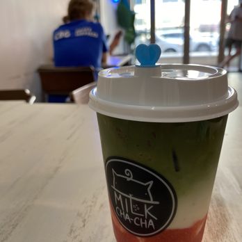 Milk Cha-Cha - Strawberry matcha latte with oat milk - Bubble Tea Near Me - Charlotte, North Carolina