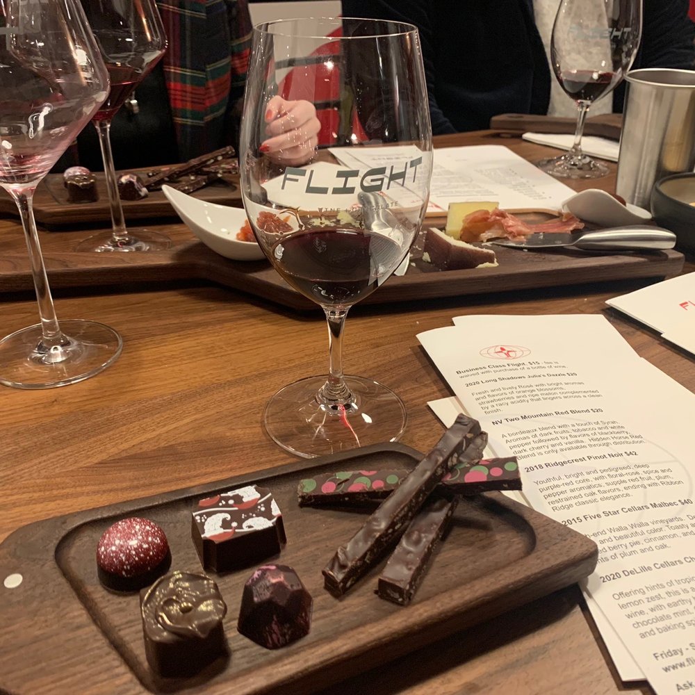 Flight Wine + Chocolate - Chocolate tasting board - Wine Tasting Room Near Me - Seattle, Washington