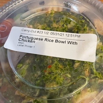 Chimichurri Charcoal Chicken - Portuguese Rice Bowl with Chicken - Salad Near Me - Carle Place, New York Chimichurri Charcoal Chicken - Portuguese Rice Bowl with Chicken - Salad Near Me - Carle Place, New York