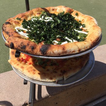 Bar Bocce - Margherita Pizza on the bottom and Kale Pizza on the top - Pizza Near Me - Sausalito, California