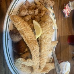 Fried fish and gator Fried fish and gator