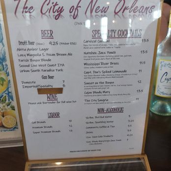 Steamboat NATCHEZ - Official Site - Bar menu - Boat Charters Near Me - New Orleans, Louisiana