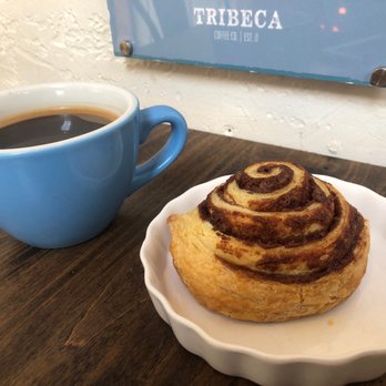 Tribeca Coffee - Americano and cinnamon bun - Coffee & Tea Near Me - Oakville, Ontario
