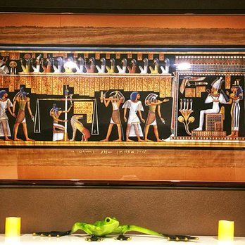 Fantasy Arts & Custom Framing - 80" x 41" framed authentic Egyptian Papyrus “The Last Judgement” painting. - Framing Near Me - Vacaville, California