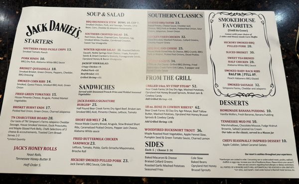 Menu photo 8 Jack Daniel's Nashville, TN Menu photo 8 Jack Daniel's Nashville, TN