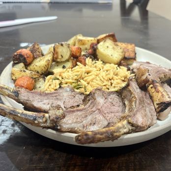 This Little Oven - Lamb chops, rice, pilaf, and grilled vegetables. - Personal Chefs Near Me This Little Oven - Lamb chops, rice, pilaf, and grilled vegetables. - Personal Chefs Near Me