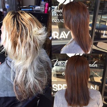 Michael Alexander Salon & Spa - Client came in after bleaching out her own hair at home, Lisa M corrected her color for a more healthy, even look! - Hair Removal Near Me - Anthem, Arizona