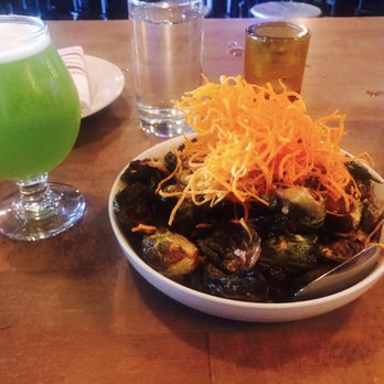 Social - Brussel sprouts, Thunderking Matcha & Cha Cha Kombucha (not photographed) - New American Near Me - Costa Mesa, California