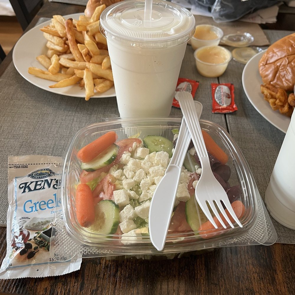 Lee's Burger Place - Greek salad and vanilla shakes - Burgers Near Me - Newton Centre, Massachusetts