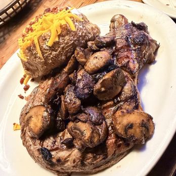 Texas Roadhouse - Ft. Worth Ribeye with mushroom + baked potato - American Near Me - Henderson, Nevada Texas Roadhouse - Ft. Worth Ribeye with mushroom + baked potato - American Near Me - Henderson, Nevada