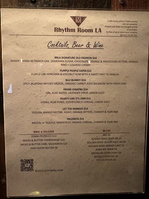 Menu photo 5 Rhythm Room LA Los Angeles, CA