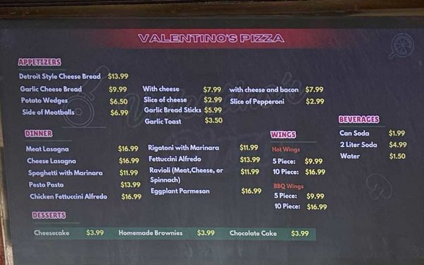 Menu photo 2 Valentino's Pizza PCH Long Beach, CA Menu photo 2 Valentino's Pizza PCH Long Beach, CA