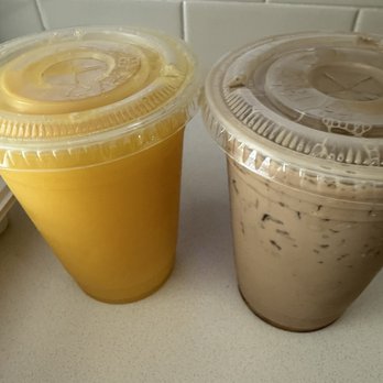 The Brunch Cafe - OJ & vanilla mocha latte - Breakfast & Brunch Near Me - Huntington Beach, California