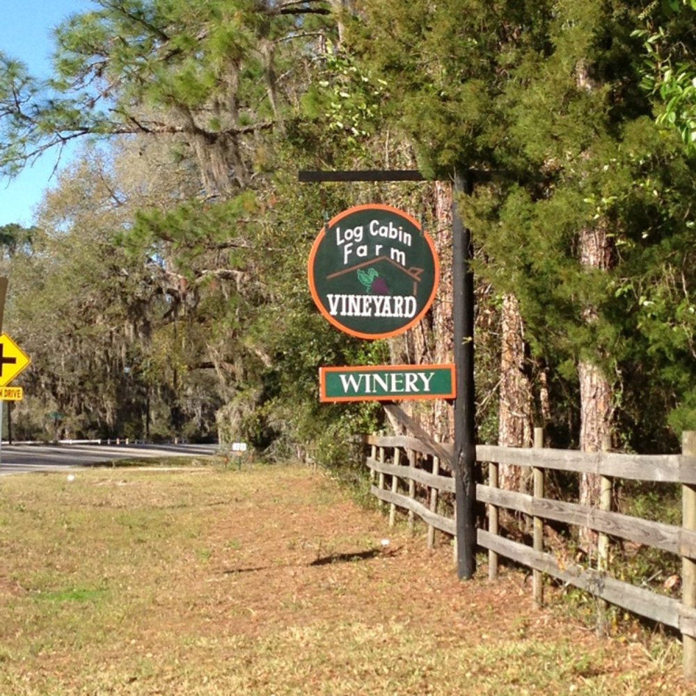 Log Cabin Winery - Sign from the road - Wineries Near Me - Satsuma, Florida Log Cabin Winery - Sign from the road - Wineries Near Me - Satsuma, Florida