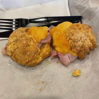 Cafe Carolina and Bakery - Ham and cheddar sweet potato biscuits - Bakeries Near Me - Raleigh, North Carolina Cafe Carolina and Bakery - Ham and cheddar sweet potato biscuits - Bakeries Near Me - Raleigh, North Carolina