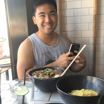 Underbelly - My friend, and his belly of the beast ramen with extra side of noodles - Bars Near Me - San Diego, California Underbelly - My friend, and his belly of the beast ramen with extra side of noodles - Bars Near Me - San Diego, California