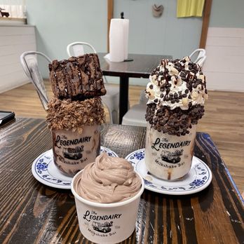 Legendairy Milkshake Bar - Death by Chocolate Milkshake (whipped cream on the side) and Cookie Doughlicious Milkshake - Ice Cream & Frozen Yogurt Near Me - Nashville, Tennessee