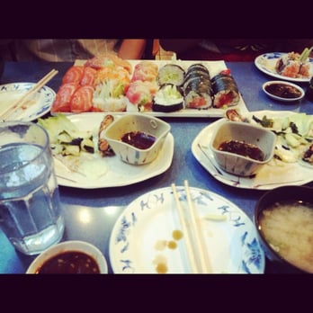 Saburo's - Spicy tuna roll, sunset roll, sabu roll, salmon and smoked salmon, cucumber roll, big "o" roll, spider roll, and one more. - Japanese Near Me - Portland, Oregon Saburo's - Spicy tuna roll, sunset roll, sabu roll, salmon and smoked salmon, cucumber roll, big "o" roll, spider roll, and one more. - Japanese Near Me - Portland, Oregon
