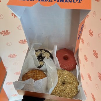 Old Ferry Donut - Peanut butter, crème brûlée, chocolate, and raspberry donuts - Donuts Near Me - Buena Park, California Old Ferry Donut - Peanut butter, crème brûlée, chocolate, and raspberry donuts - Donuts Near Me - Buena Park, California