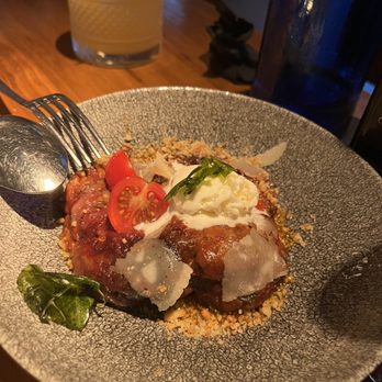 Benzina - Aubergine w/ Parm ice cream - Italian Near Me - Barcelona, B Benzina - Aubergine w/ Parm ice cream - Italian Near Me - Barcelona, B