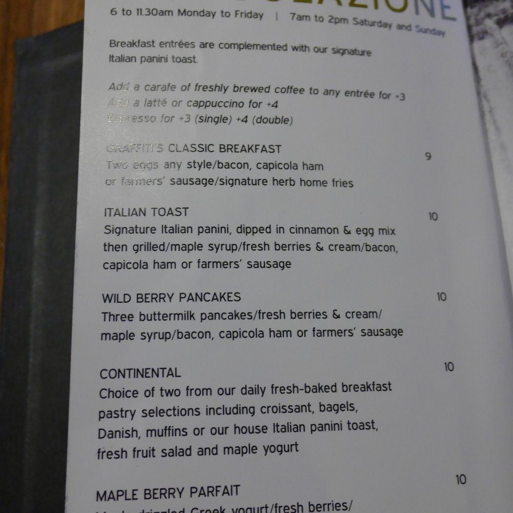 Graffiti's - Breakfast menu - Italian Near Me - Kanata, Ontario