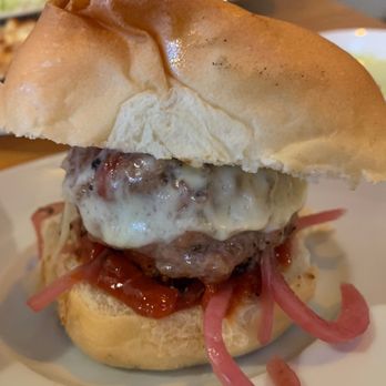 Flying Pig Pub & Kitchen - Pork burger from the happy hour menu. Juicy and delicious! - Pubs Near Me - Oceanside, California