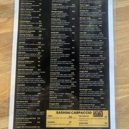 Sushi Roll Menu