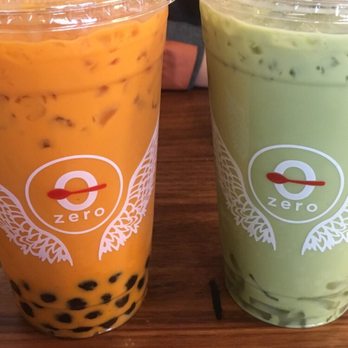 Zero Degrees - Thai Tea with Boba and Matcha Tea with Coconut Jelly - Bubble Tea Near Me - Plano, Texas