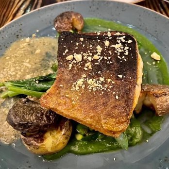 The Table - Mt. Lassen Trout with Asparagus, green garlic, new potatoes, vanilla almondine - New American Near Me - San Jose, California The Table - Mt. Lassen Trout with Asparagus, green garlic, new potatoes, vanilla almondine - New American Near Me - San Jose, California