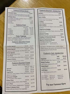 Menu photo 2 Fedora's Pizza & Deli Peoria, IL Menu photo 2 Fedora's Pizza & Deli Peoria, IL