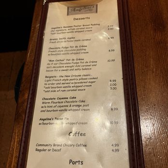 Angeline's Louisiana Kitchen - Dessert Menu 2/21/24. - Cajun/Creole Near Me - Berkeley, California