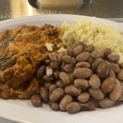 Trail Market Tacos - This is a chile Relleno made fresh from scratch every Thursday! Served with home cooked rice and pinto beans.